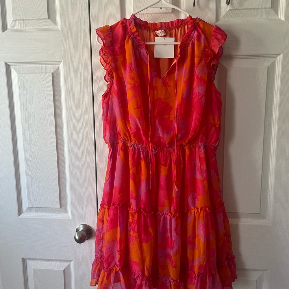 Vibrant Pink and Orange Summer Dress